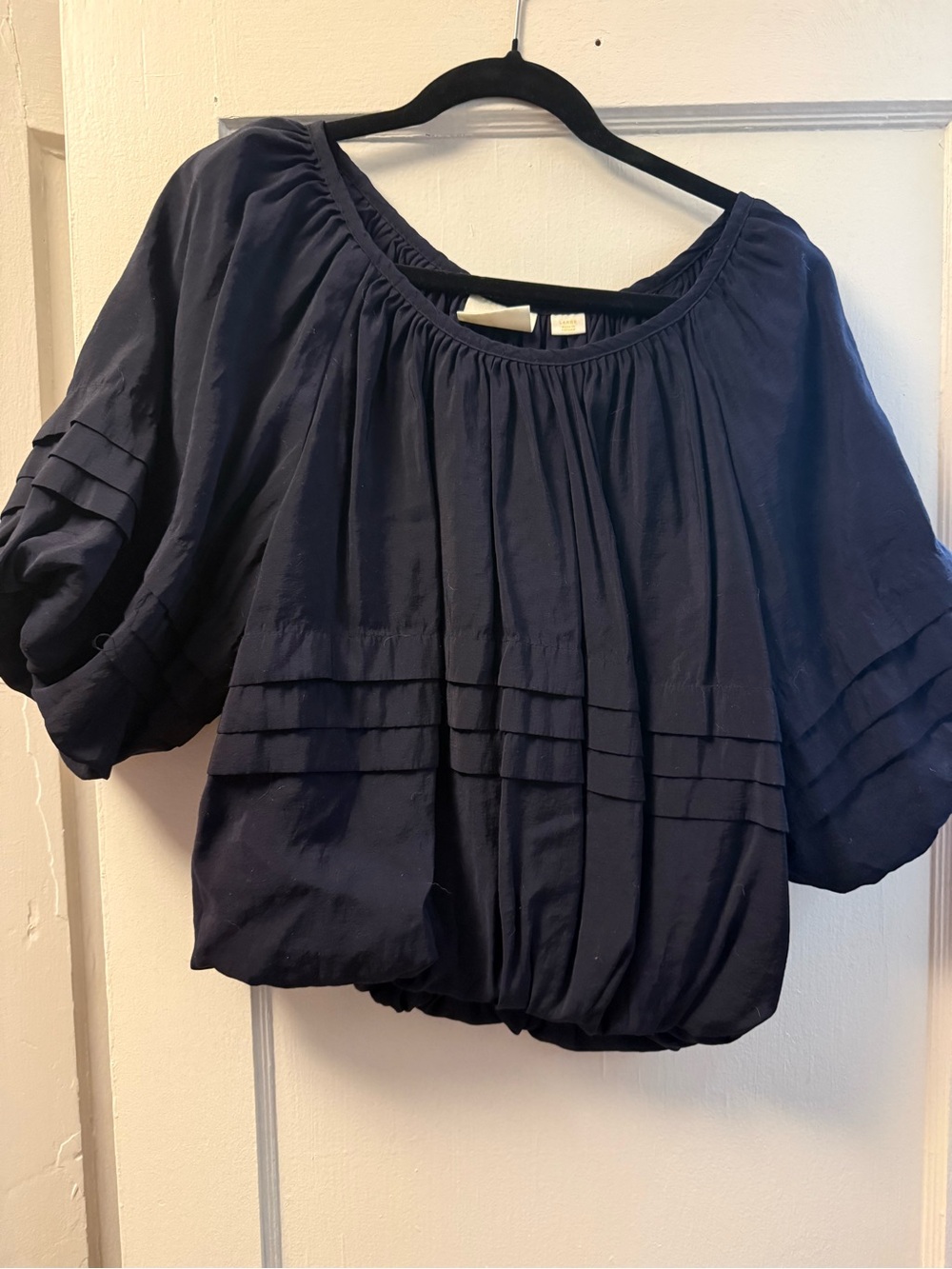 Maeve Navy Gathered Peasant Blouse